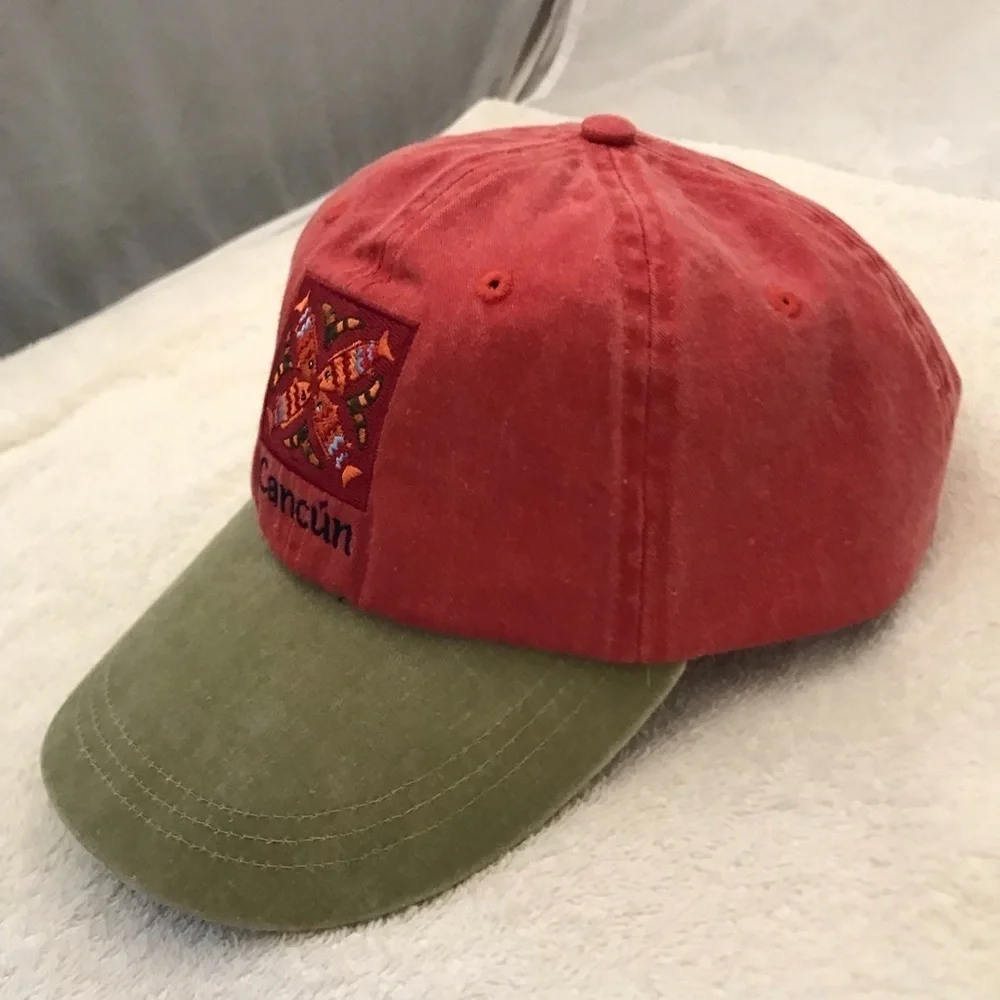 JS International for Cancun Adjustable Pink & Tan Cotton Travel Beach Ball Cap